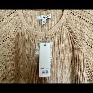 NWT Sonoma Goods for Life Pointelle Crewneck Tunic Sweater Tan Beige XXL